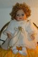 ♥♥ Alte Porzellan - Puppen M.  Spieluhr Weißen Spitzen Kleid & Gold - Rosen I.  Haar ♥♥ Porzellankopfpuppen Bild 7