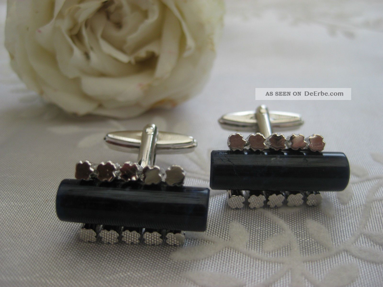 Design Manschettenknöpfe 835 Silber Blauer Stein Antik Schmuck & Accessoires Bild