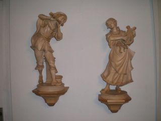 Romeo Und Julia 74cm Top Südtirol Skulptur Holzfigur Echt Handgeschnitzt Musiker Bild