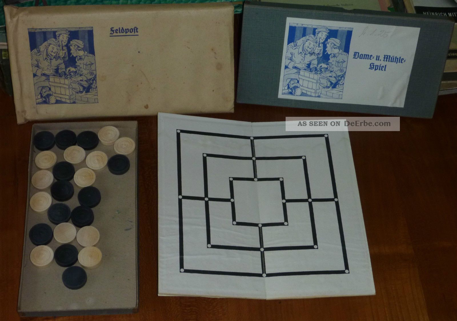 Orig.  Dame Mühle Spiel Wehrmacht 2.  Wk Um 1940 Ovp,  Feldpost,  Bunkerspiel Gefertigt vor 1945 Bild