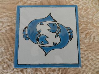 Orient Fliese Handbemalt Horoskop Sammlerstück Per.  Kunstwerk 10x10 Cm Bild