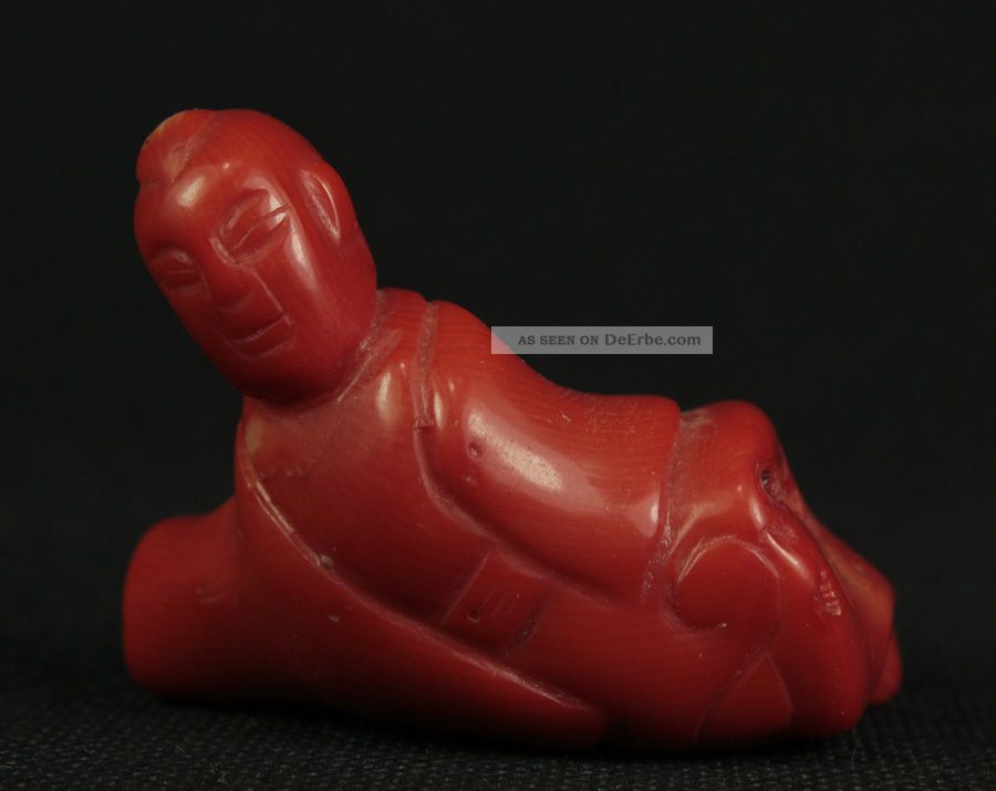 Schöne Skulptur Handgeschnitzt Unsterbliches Aus Koralle China Um 1900 Asiatika: China Bild