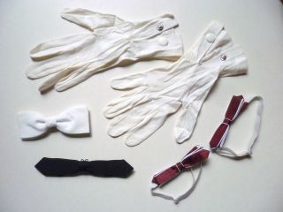 4 Alte Fliegen 1960 Fliege Schleife Krawatte Fliege Handschuhe Kinder Erwachsene Bild