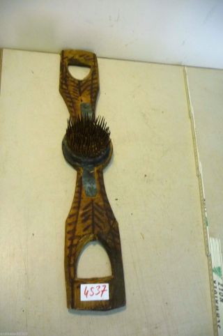 Nr.  4537.  Alter Flachsrechen Flachskamm Old Flax Rake / Wooden Comb Brush Bild
