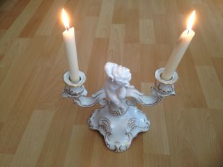 Hutschenreuther Selb - Bavaria Kerzenleuchter Mit Engel Und Zwei Kerzen Bild