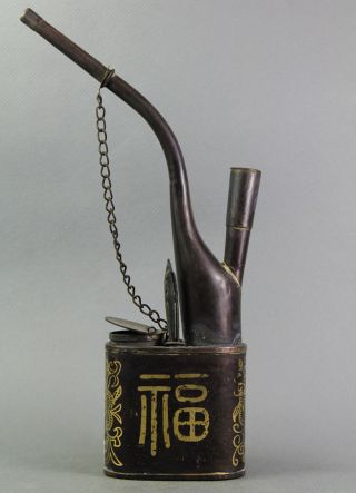 Große Zierobjekt Pfeife 福 Aus Bronze China Um 1900 Bild