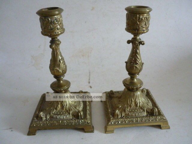 2 St.  / Paar / KerzenstÄnder - Kerzenleuchter - Messing - Kapellen Gefertigt nach 1945 Bild