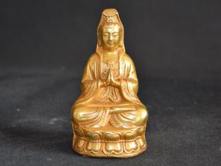 Sammlung China Alte Kupfer&vergoldete Handarbeit Kwanyin Skulptur Selten 18.  Jhd Bild