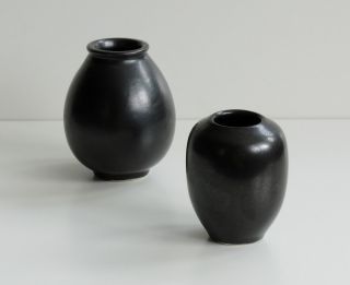 Jan Bontjes Van Beek 2 Vasen | Bk 11 U.  Bk 15 Keramik Schwarz 50er Jahre Vase Bild