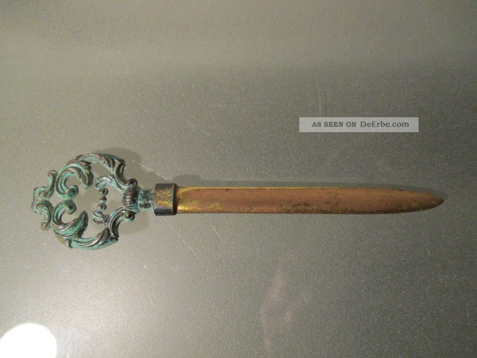 Messing Brieföffner Jugendstil Dekor 12,  5 Cm Gefertigt nach 1945 Bild