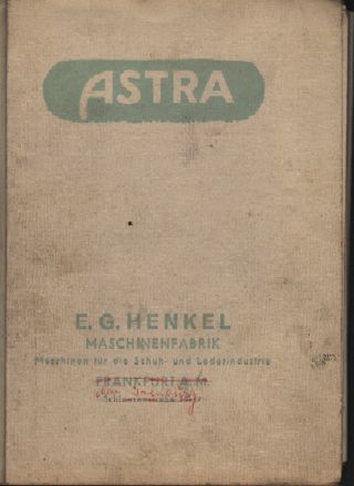 Frankfurt/m,  Katalog,  E.  G.  Henkel Maschinen - Fabrik Schuh - Näh - Maschinen Astra Led Bild