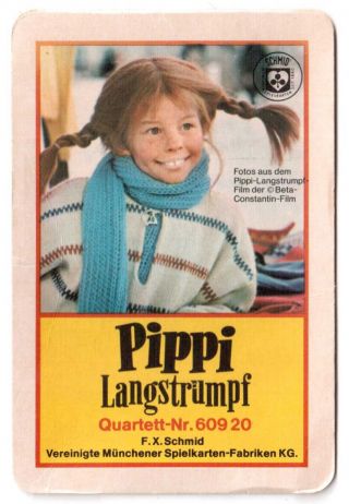 Pippi Langstrumpf Quartett Nr.  60920,  F.  X.  Schmid Kartenspiel 70er Jahre Bild