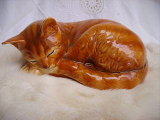 Goebel Große Schlafende Porzellan Katze, Bild
