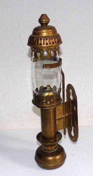 Nachlaß Antiker Kerzenhalter Leuchte Licht Au Messing Mit Glaszylinder Bild