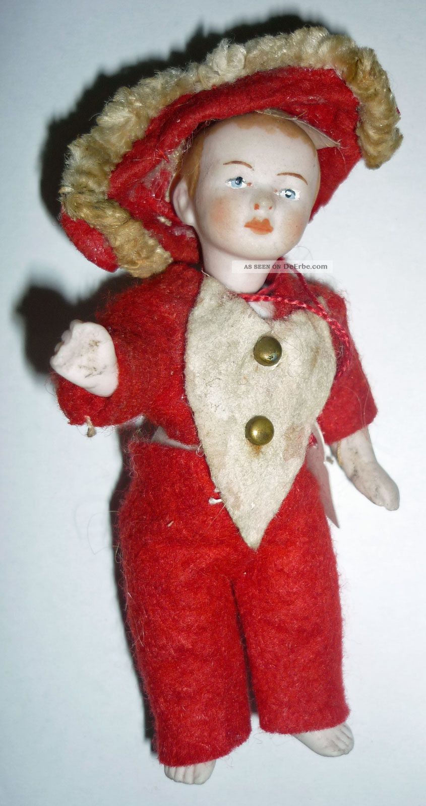 Süße Porzellanpuppe Für Puppenstube,  Junge,  11 Cm Groß Original, gefertigt vor 1970 Bild