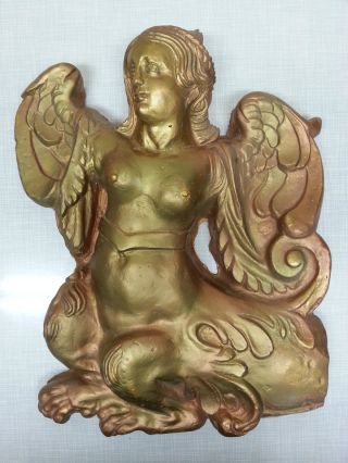 Gipsfigur Engel Gold/bronze,  42x30cm,  30 Jahre,  Bildhauer,  Sehr Gute Erhaltung Bild