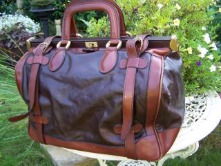 Vintage Weekender Reisetasche Leder Doktor Tasche Koffer Hebammen Arzttasche Bild