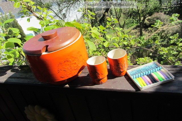 Alte Bowle Bowlenset Mit Stippergabeln Thermoskanne 70erjahre Panton Ära Nach Form & Funktion Bild