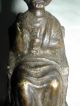 Antike Bronze Figur Mit Patina Hl.  Simon Petrus Auf Petrusstuhl Bronze Bild 5