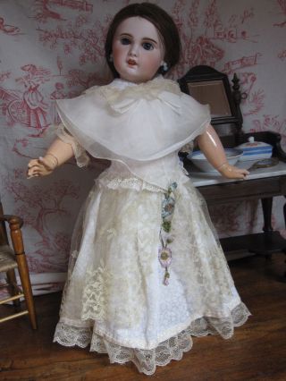 ♥wunderschÖnes Altes Puppenkleid Aus Seidentüll,  Organdy,  Spitzen ♥ 55 /60cm Puppe Bild