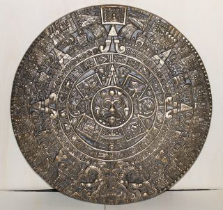 Großer,  Schwerer Maya / Azteken Kalender Aus Bronze Bild