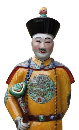 Chinesischer Kaiser Yongzheng Qing Figur Statue Porzellan Skulptur China Feng Bild