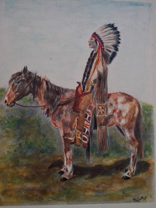 Jugendstil Grafik Indianer Pferd Nach Gaspard De Latoix Handkoloriert Bild