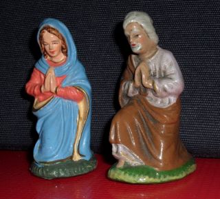 Alte Krippenfiguren Heilige Familie Aus Pappm.  H.  10 Cm Figuren,  Maria,  Josef 7 Bild