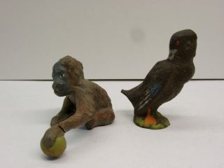 Lineol / Elastolin Baby Gorilla & Ente,  Leipziger Zoo,  Sammlerauflösung Bild
