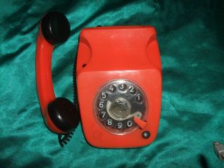 Altes Kinder Telefon Ms Toy Germany Wählscheibentelefon Orange Wählscheibe Bild