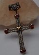 Antik Anhänger Kreuz Echt Silber Handarbeit 925 Mit Gold Cross Croce Croix Schmuck nach Epochen Bild 1