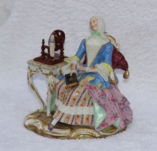 Meissen Large Figurine Of Lady With Wheel And Spindle Schlafende Spilerin Bild