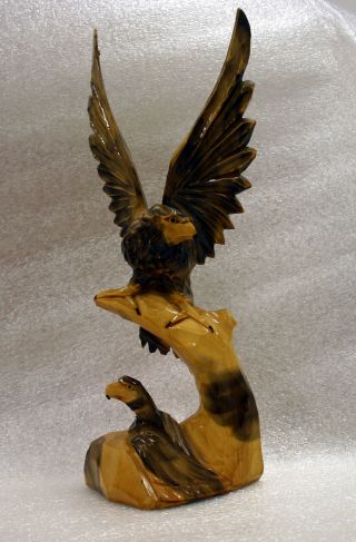 Schöne Holzfigur Adler Massivholz Handgeschnitzt Wertvolles Sammlerstück Bild