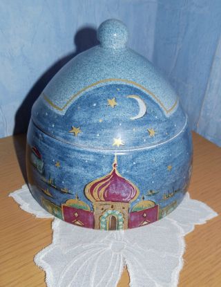Aufbewahrung Dose Plätzchen Keksdose 1001 Nacht Blau Keramik Mit Deckel 18 Cm Dm Bild