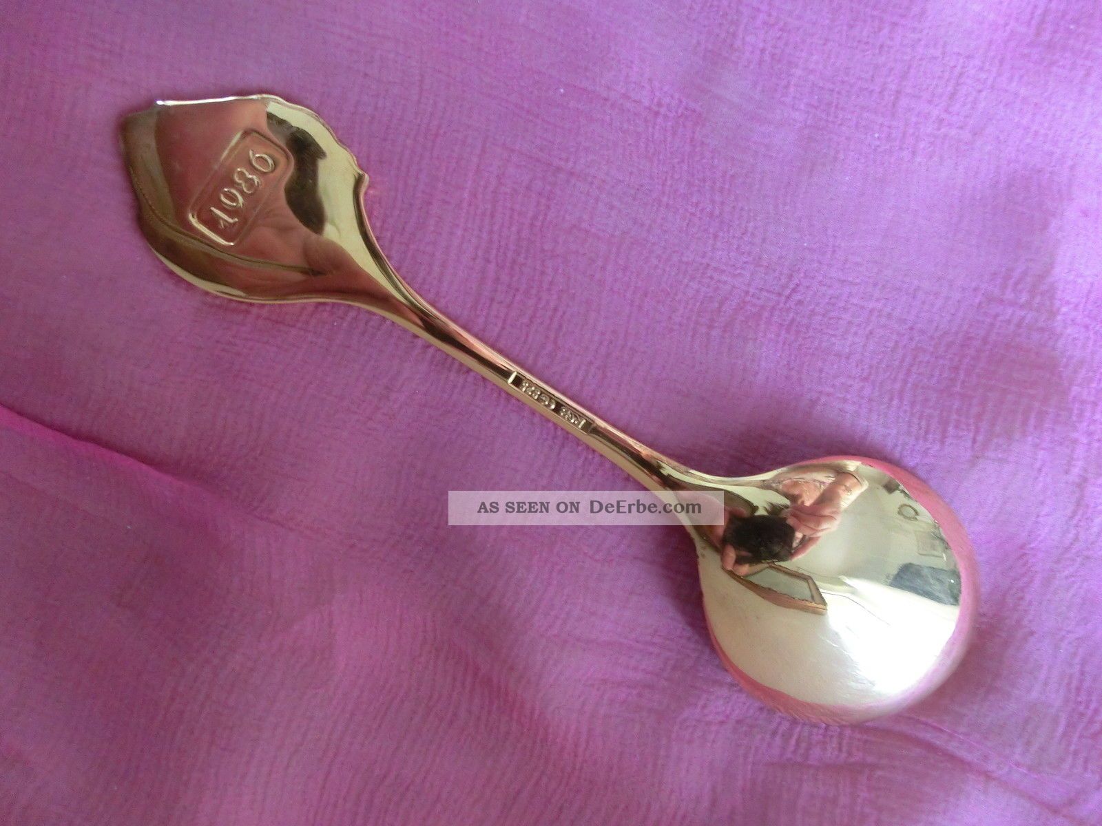 Robbe & Berking Jahreslöffel 1986 Wildrose Silber 925 Vergoldet L17,  5 Cm Top Objekte nach 1945 Bild