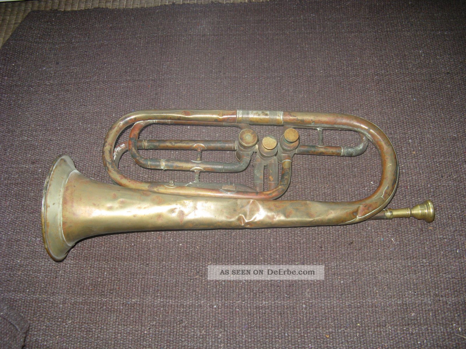 alte-messing-trompete-l-nge-51cm-unrestauriert-drehventiltrompete