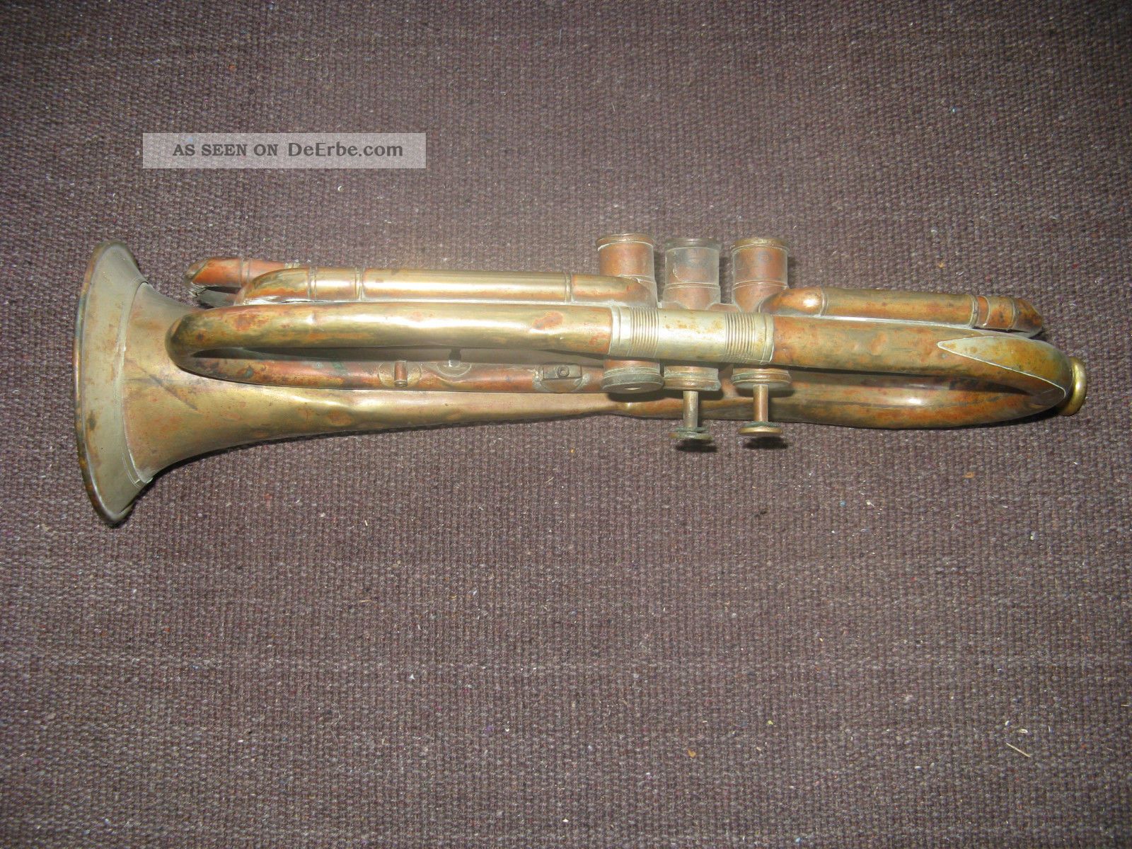 alte-messing-trompete-l-nge-51cm-unrestauriert-drehventiltrompete