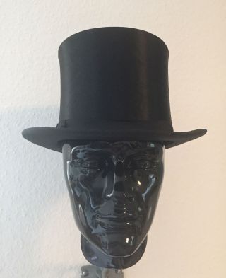 Sehr Alter Schwarzer Chapeau Claque - Klappzylinder - Größe 55 - 56 - Um Die 1920 Bild