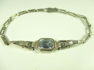 Silber Armband Aquamarin ? Vintage Art Deco Silver Bracelet Modernist 24q N4 Bild