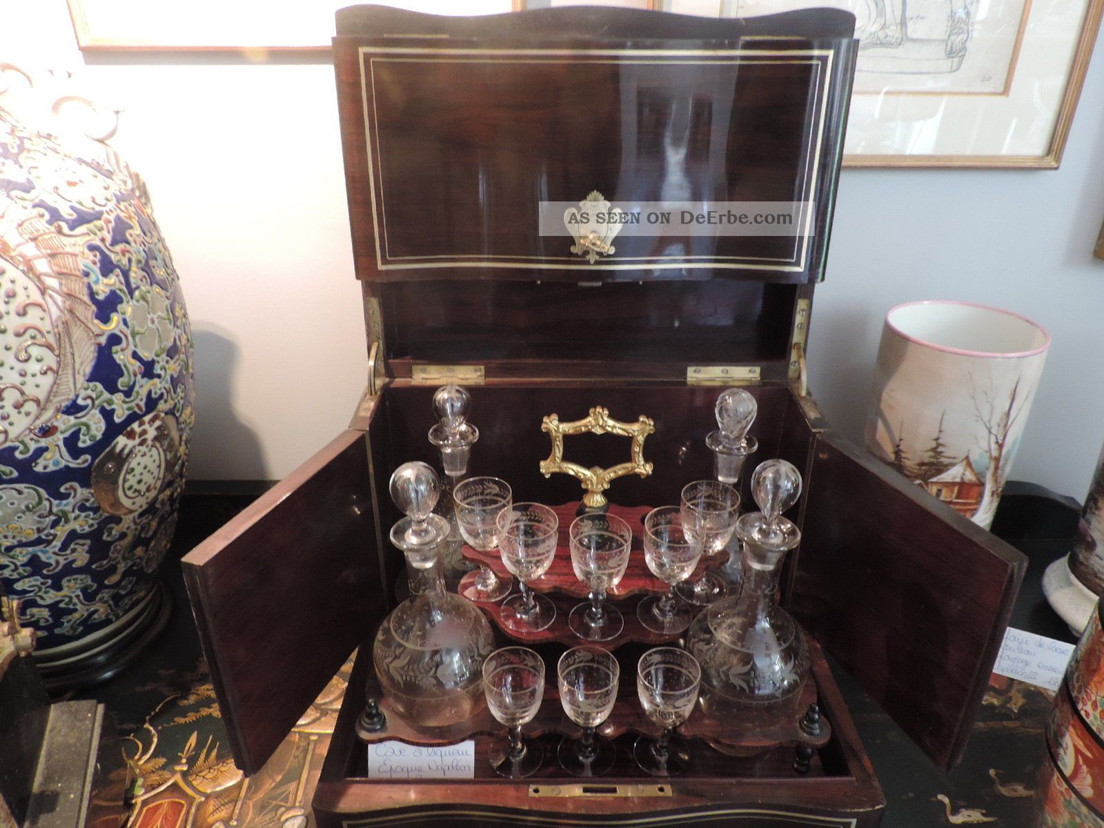 Tantalus Advokatenbar Reisebar Boulle Napoleon Iii 1860 Antik Cave A Liqueur Antike Originale vor 1945 Bild