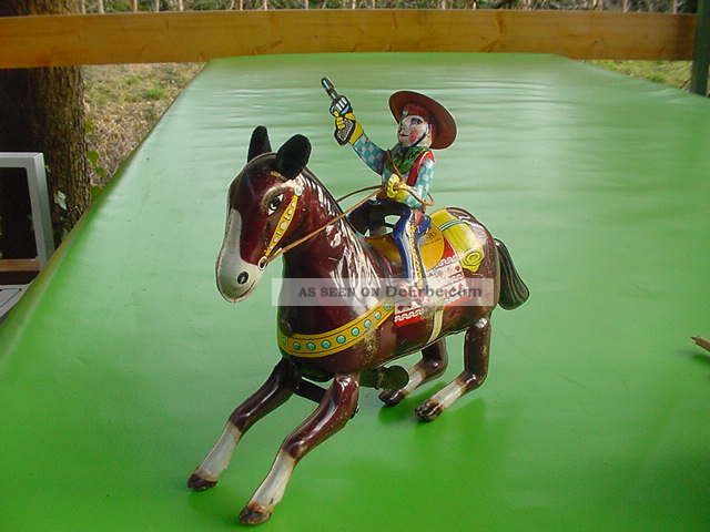1960 Haji,  Mechanical Bucking Bronco With Cowboy,  Blechspielzeug Uhrwerk Japan Original, gefertigt 1945-1970 Bild