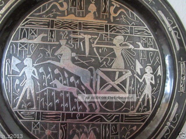 Wand Platte,  Vase Massiv Kupfer&echt Silber Handarbeit,  Gehämmert Ägypten Pharao Ägypten Bild