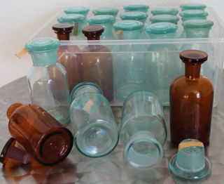 20 Apothekerflasche Braunes&weißes Glas M.  Glasstöpsel Glasflasche Medizinflasche Bild