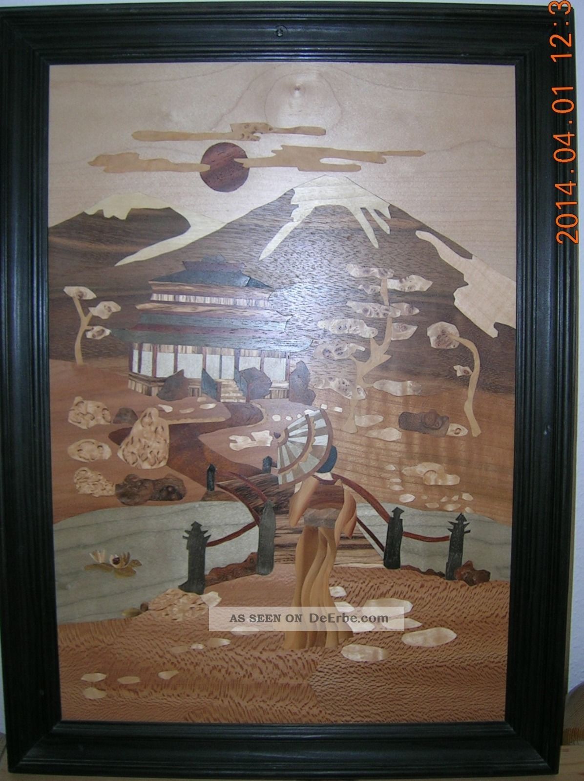 Intarsienbild,  Japanischer Garten,  56,  5cm X 41,  5cm / Holzarbeiten Bild