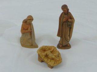 Alte Krippenfiguren Heilige Familie Holzschnitzerei Gröden Handbemalt Bild