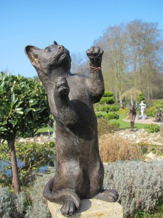 Grosse SchÖne Stehende Katze Aus Bronze (2,  8kg) Tier Figur Heim Garten Deko Bild