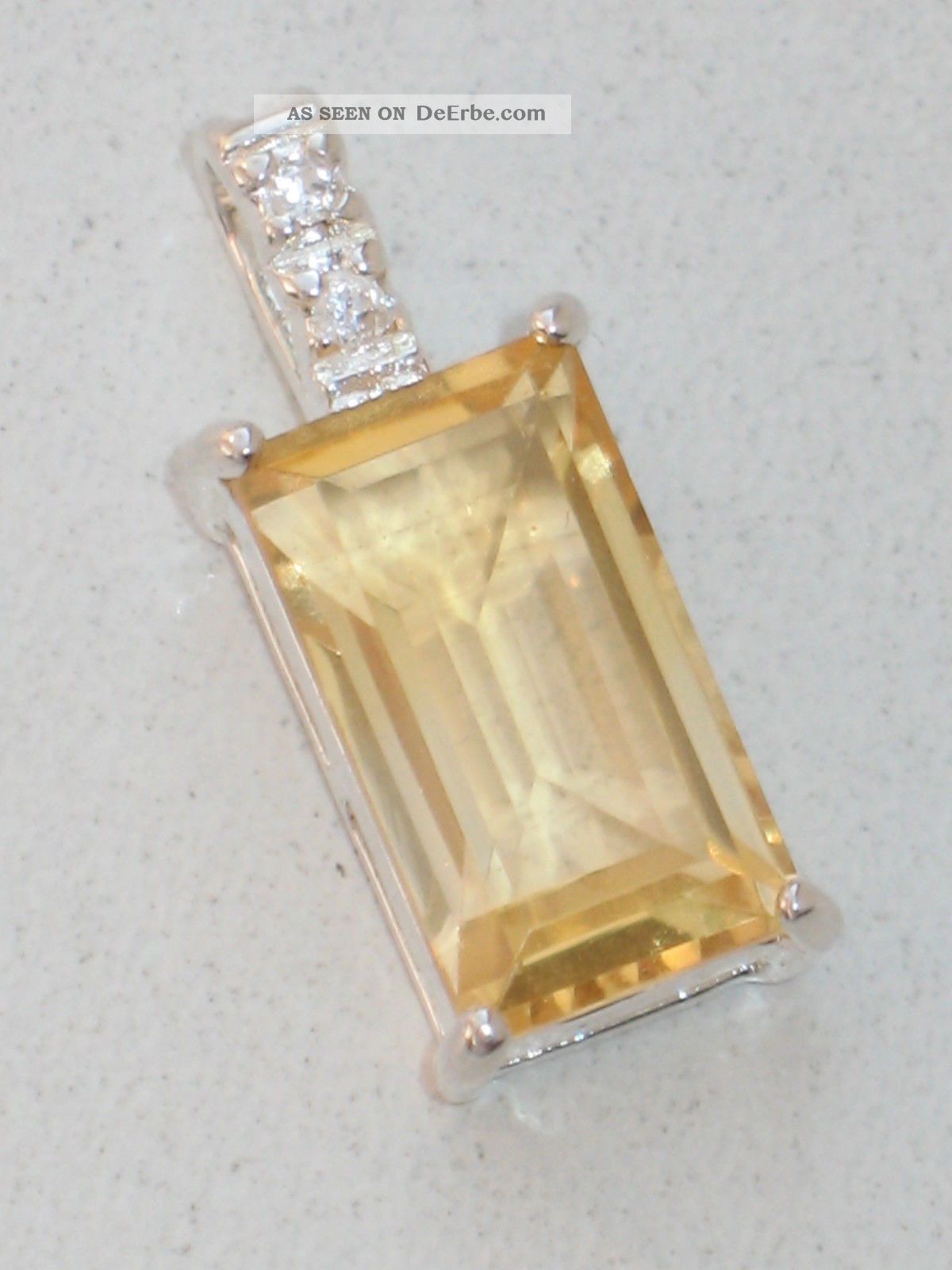 Art - Deco Silber Anhänger Citrin 2 X Bergkristall Schliff Meisterpunze Schmuck nach Epochen Bild