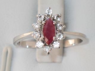Art - Deco Silber Ring Rubin 10 X Bergkristall Design Bild