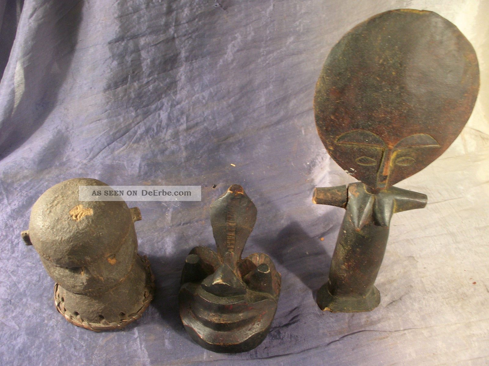 3 Antike Ahnenfiguren,  Holz,  Bast,  Afrika,  18.  /19.  Jhdt. Afrika Bild
