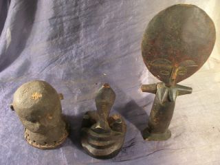 3 Antike Ahnenfiguren,  Holz,  Bast,  Afrika,  18.  /19.  Jhdt. Bild